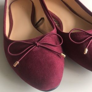 Suede Ballet Flats in Wine